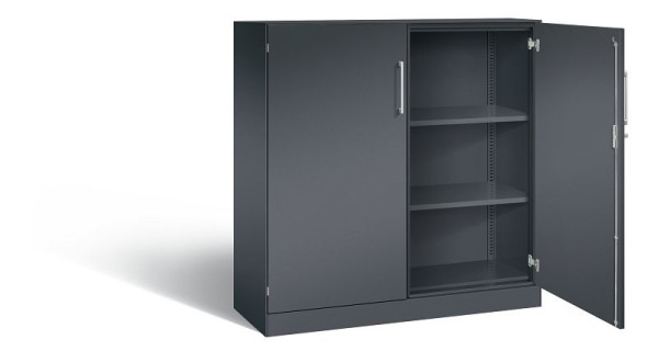 C+P vleugeldeurkast Asisto, H1310xB1200xD435mm, kleur: zwartgrijs, beugelgreep, 3 niveaus, 141031-000 S10092