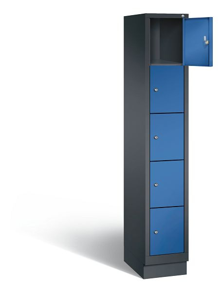 C+P lockerkast Evolo, H1800xB320xD500mm, kleur: zwartgrijs / gentiaanblauw, 48020-105 S10008