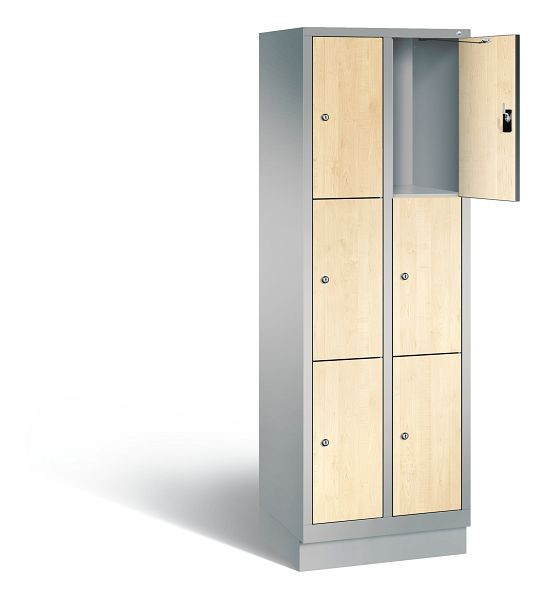 C+P lockerkast Evolo, H1800xB610xD500mm, kleur: wit aluminium / Donau esdoorn decor, 48020-203 S10232