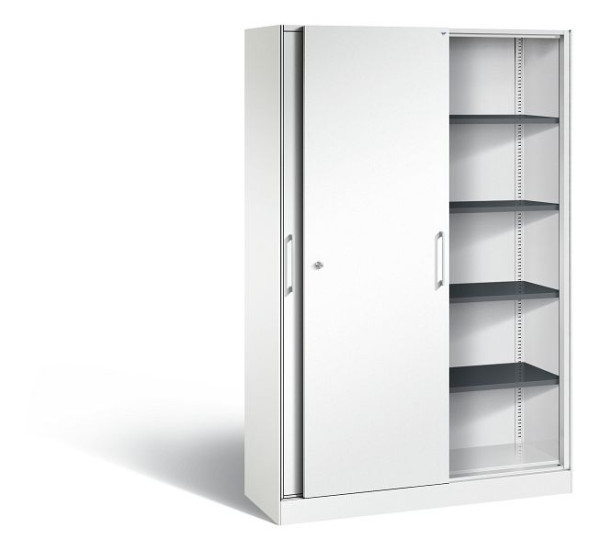 C+P schuifdeurkast Asisto, H1980xB1200xD435mm, kleur: verkeerswit, beugelgreep, 5 niveaus, 142001-000 S10153