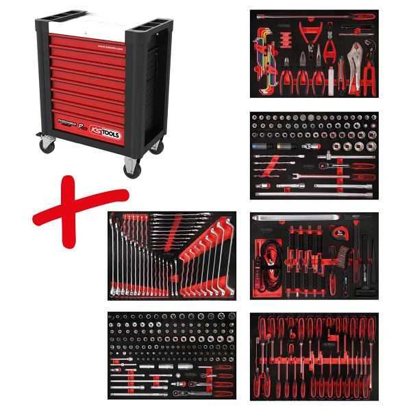 KS Tools PERFORMANCEplus werkplaatswagenset P10, met 338 gereedschappen en 6 laden, 810.6338