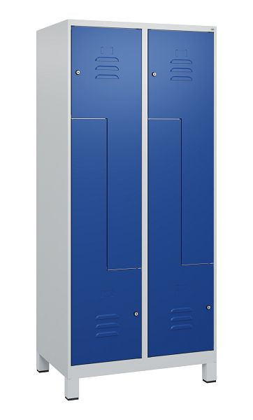C+P Z-Spind Classic PLUS, voeten, 4 vakken, 1800x800x500mm, 7035/5010, cilindersloten, 0800137-224 S10018