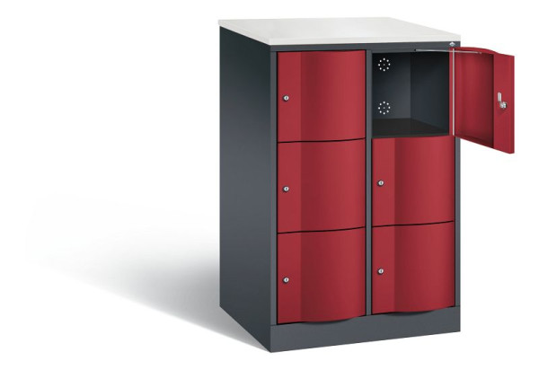 C+P XL lockerkast Resisto, H1255xW772xD640mm, kleur: zwartgrijs/robijnrood, 8573-273 S10102