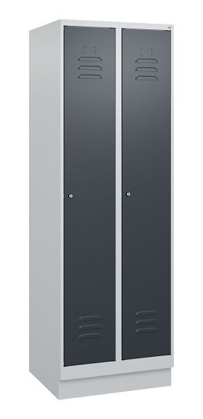 C+P luierkluis Classic PLUS met middenwand, bodem, 2 vakken, 1800x600x500mm, 7035/7016, cilindersloten, 0800207-20F S10023
