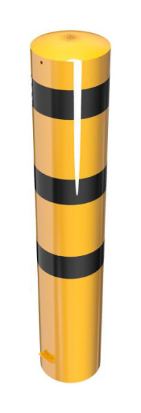 Schake stalen buispaal Ø 273 x 5 mm stationair, om in beton te plaatsen geel/zwart, thermisch verzinkt en geel gecoat, totale lengte: 1500 mm, 40271BG