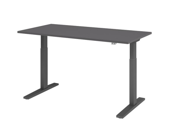 Hammerbacher bureau XMKA16, 160 x 80 cm, blad: grafiet, 25 mm dik, ABS dikke rand, rechthoekige vorm, grafiet, VXMKA16/G/G