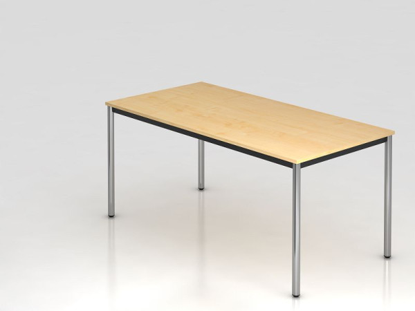 Hammerbacher vergadertafel rond onderstel 160x80 esdoorn/chroom, rechthoekige vorm, VDR16/3/C