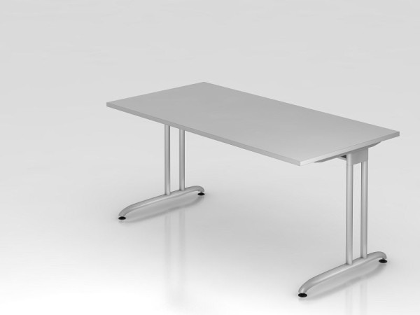 Hammerbacher bureau C-poot 160x80cm grijs, horizontale kabelgoot, werkhoogte 72 cm, VBS16/5/S