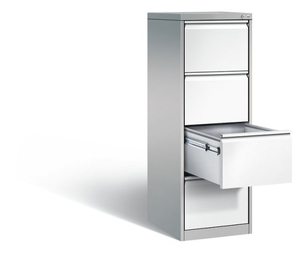 C+P hangarchiefkast Acurado, H1357xB433xD590mm, kleur: wit aluminium / verkeerswit, handgreep, 12434-311 S10118