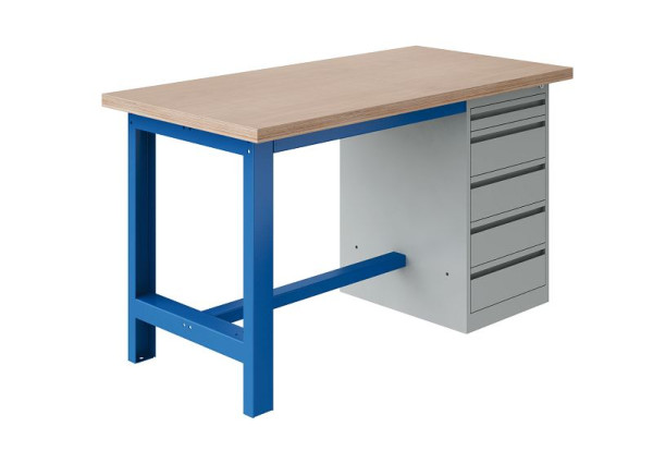 SOFAME PACKLOG paktafel, mechanisch in hoogte verstelbaar, 1200 x 750 x 770 tot 1050 mm, RESITOP laminaat werkblad 30 mm, hemelsblauw RAL 5015, W010020590BI