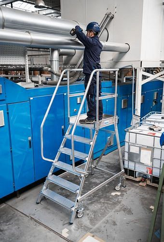 Krause platformladder van aluminium, verrijdbaar, 6 treden, eenzijdig beklimbaar, conform EN 131-7, 312167