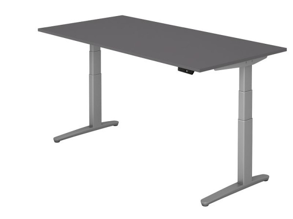 Hammerbacher zit-sta bureau elektrisch 200x100cm grafiet/s, rechthoekige vorm, VXBHM2E/G/SS