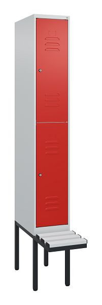 C+P dubbeldekskast Classic PLUS, 2120x300x815mm, 7035/3020, cilindersloten, met basisframe en zwevende zitting, 0803407-10 S10017