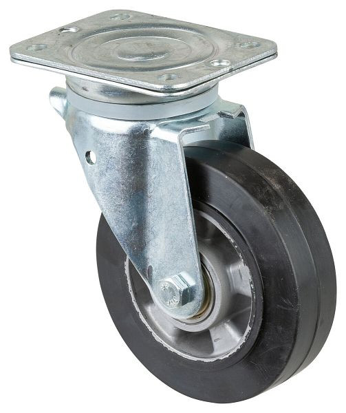 BS Rollen zwaarlastwiel, wielbreedte 50 mm, wiel-Ø 160 mm, draagvermogen 300 kg, zwarte elastische banden, aluminium wiellichaam, kogellagers, N100.B80.160
