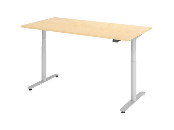 Hammerbacher zit-sta bureau elektrisch 160x80cm esdoorn/zilver, VXDLR16/3/S