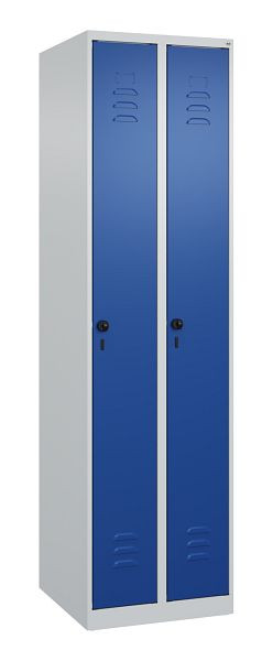 C+P luierkluis Classic PLUS, 2 vakken, 1850x500x500mm, 7035/5010, veiligheidsdraaigrendel, 080000-29 S10003