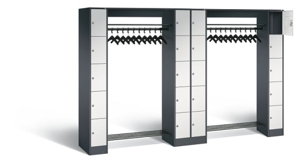 C+P open kledingkast serie 8070, H1950xW2840xD480mm, kleur: zwartgrijs/lichtgrijs, 80730-20 S10034
