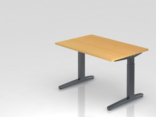 Hammerbacher bureau C-poot 120x80cm beuken/grafiet, rechthoekige vorm, VXB12/6/GG