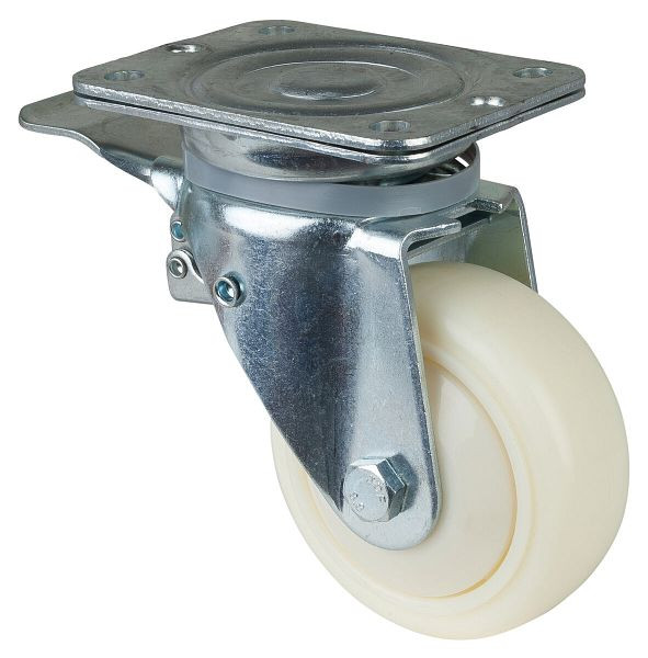 BS Rolls Zwaarlastwiel met rem, breedte 50 mm, Ø125 mm, tot 450 kg, loopvlak/wiellichaam gekroond kunststof, kogellager, N120.B15.128