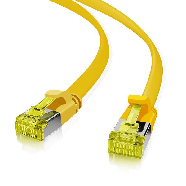 Helos ultraplatte patchkabel U/FTP Cat 6a geel 0,3m, 205245