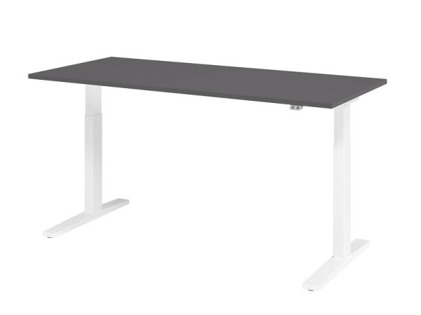Hammerbacher bureau XMKA19, 180 x 80 cm, blad: grafiet, 25 mm dik, ABS dikke rand, rechthoekige vorm, wit, VXMKA19/G/W