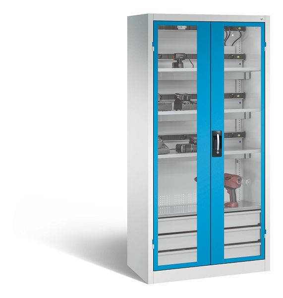 C+P batterijlaadkast Comfort, H1950B930T500 mm, lichtgrijs/lichtblauw, 8921-055E3 S10007
