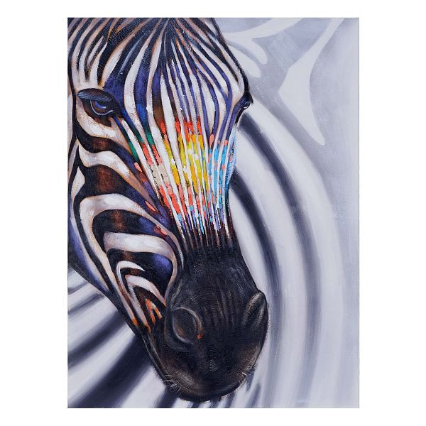 Mendler olieverfschilderij zebrakop, 100% handgeschilderde muurschildering XL, 120x90cm, 51275