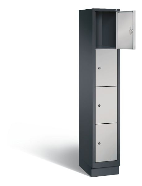 C+P lockerkast Evolo, H1800xB320xD500mm, kleur: zwart-grijs/wit aluminium, 48020-104 S10036