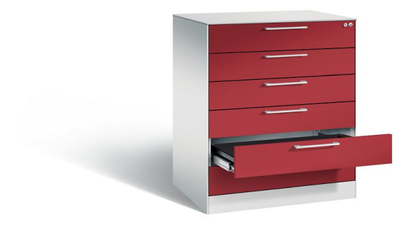 C+P archiefkast Asisto, H1010xB800xD600mm, kleur: lichtgrijs/robijnrood, beugelgreep, 146243-600 S10024