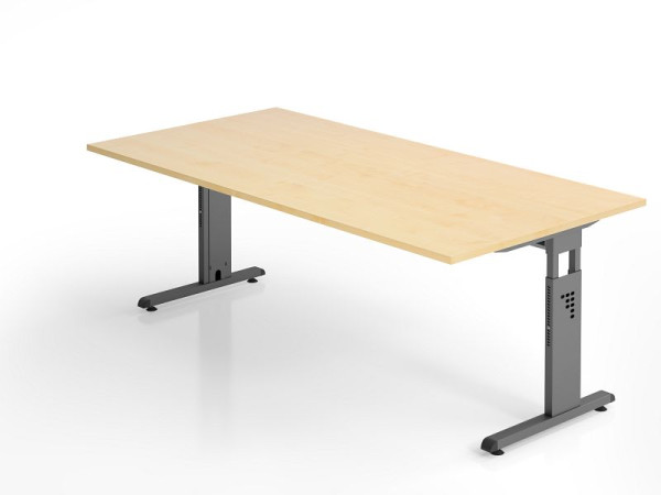 Hammerbacher bureau OS2E, 200 x 100 cm, blad: esdoorn, 25 mm dik, 2 mm ABS rand, rechthoekige vorm, VOS2E/3/G