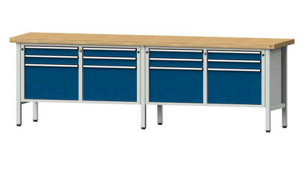 ANKE werkbanken kistwerkbank, model 233 V, 2800 x 700 x 900 mm, RAL 7035/5010, BMP 50 mm, 305.051
