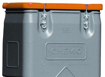 Cemo mobiele bak 170 l, grijs, oranje deksel, 11453
