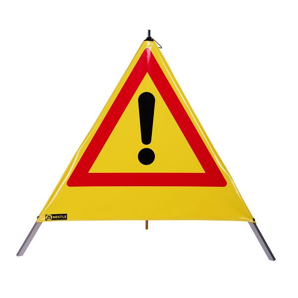 NESTLE waarschuwingspiramide 90cm WAPY 90G, licht frame met centrale voet, folie geel, uitroepteken VZ101, 19405001