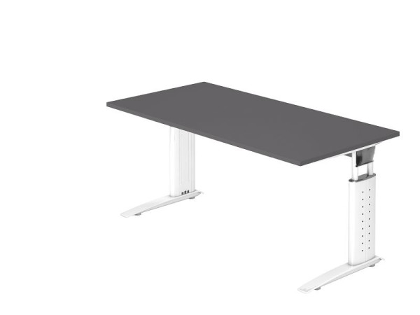 Hammerbacher bureau C-poot 160x80cm grafiet/wit, werkhoogte 68-86 cm verstelbaar, VUS16/G/W