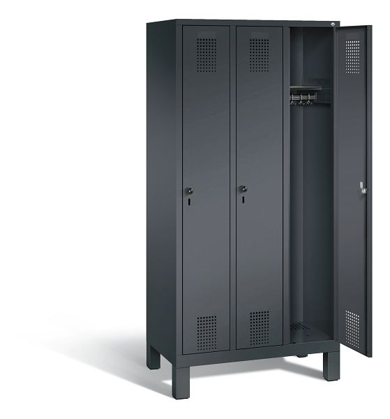 C+P Evolo garderobe, H1850xB900xD500mm, kleur: zwart-grijs, 48010-30 S10056