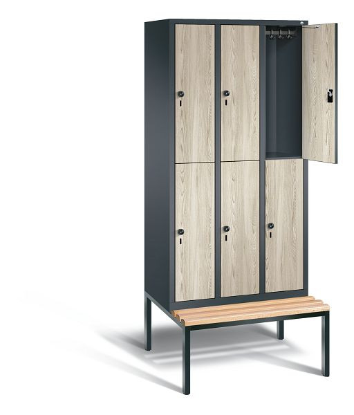 C+P locker, dubbellaags Evolo, H2090xB900xD815mm, kleur: antracietgrijs / Sen ash decor, 48350-30 S10410