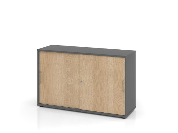Hammerbacher schuifdeurkast 2OH 120cm BS grafiet/eiken, V1752S/G/E/BS