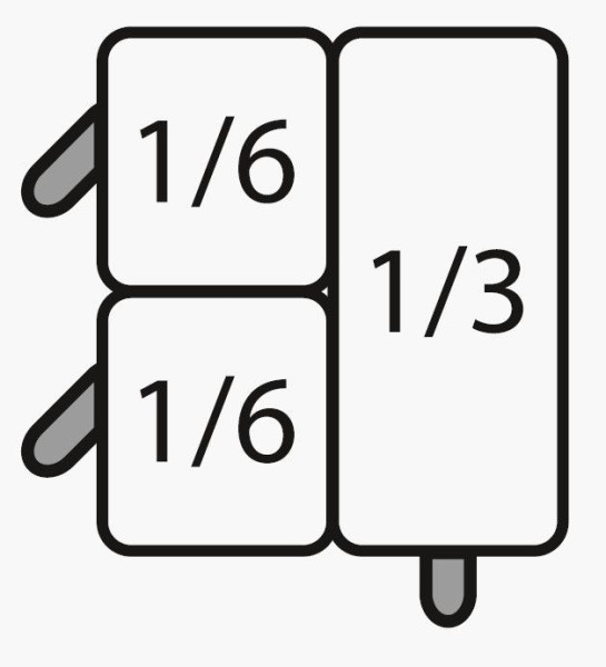 Saro E7/CPCEXB pastamandenset: 2 x 1/6 GN + 1 x 1/3 GN, 423-4005
