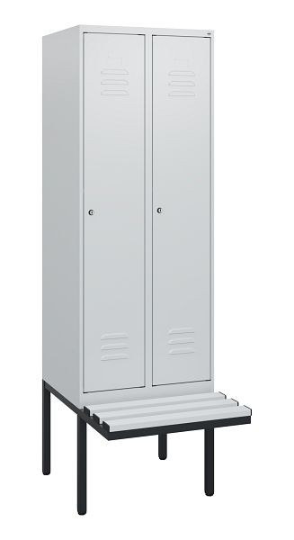 C+P Umkleidespind Classic PLUS, 2 Abteile, 1950x600x815mm, 7035/7035, Zylinderschlösser, 0800405-20 S10054