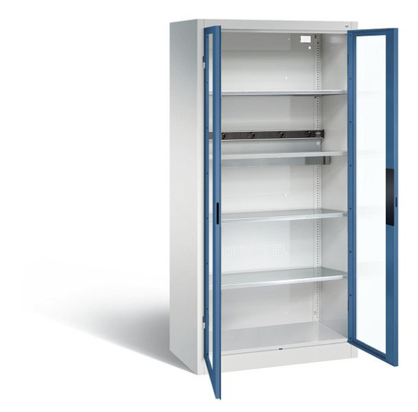 C+P accu-oplaadkast serie 89, H1950xW930xD500mm, kleur: lichtgrijs / verre blauw, verzonken handgreep, 8921-055E1 S10006
