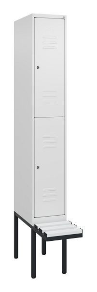 C+P dubbeldekskast Classic PLUS, 2120x300x815mm, 9016/9016, cilindersloten, met basisframe en zwevende zitting, 0803407-10 S10029