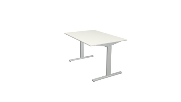 Kerkmann bureauvorm 2 - B 1200 x D 800 x H 700-820 mm met T-voetframe in aluminium zilver, wit, 11020410