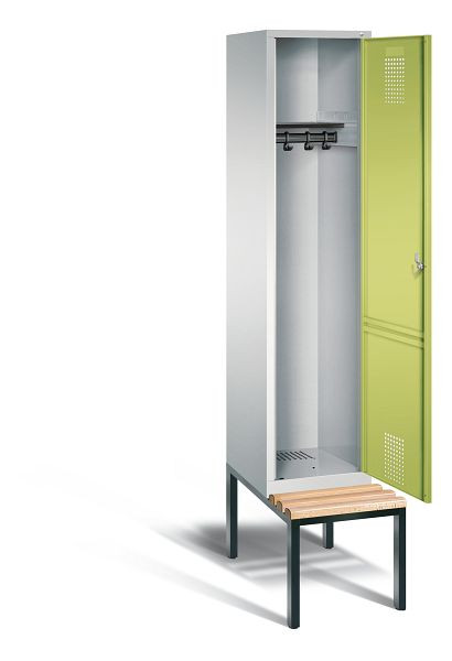 C + P Evolo garderobe, H2090xW420xD815mm, kleur: lichtgrijs / virid groen, 48050-12 S10075