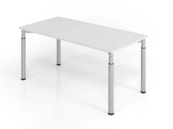 Hammerbacher bureau YS16, 160 x 80 cm, blad: grijs, 25 mm dik, ABS dikke rand, rechthoekige vorm, zilver, VYS16/5/S