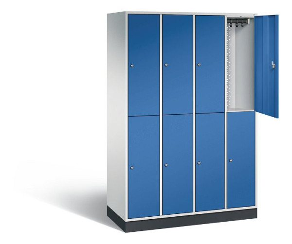 C+P locker, dubbellaags intro, H1950xW1220xD490mm, kleur: lichtgrijs / gentiaanblauw, 8270-401 S10019