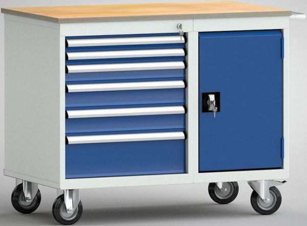 KLW standaard werkbank, 1000 x 620 x 830 mm, met beuken multiplex blad, WS824N-1000M20-E1903