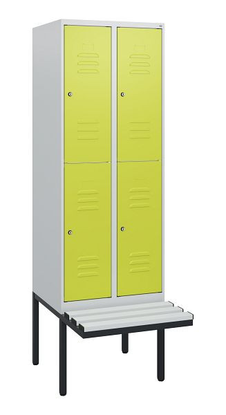 C+P dubbeldekskast Classic PLUS, 2 compartimenten, 1950x600x815mm, 7035/0024, cilindersloten, zwevende zitting, 0803405-20 S10085