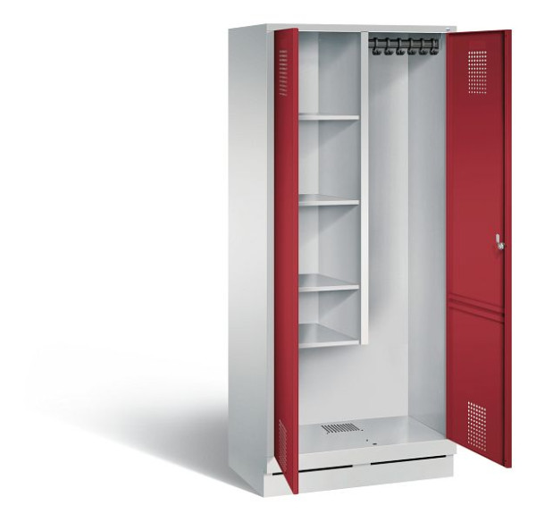 C+P reinigingsmiddelenkast Evolo, H1800xW810xD500mm, kleur: lichtgrijs/robijnrood, 48120-02 S10087