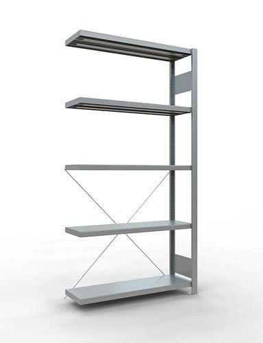 Schulte legbordstelling, aanbouwpaneel, 5 opbergniveaus, kruisschoor, vakbelasting 250 kg, 1006 x 336 x 2000 mm, 278738