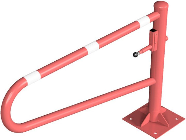 Schake draaihekboom, voor deuvelbevestiging, thermisch verzinkt, totale breedte: 1500 mm, voor hangslot, gecoat, 413_151VBP